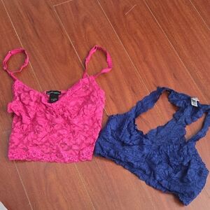 Pink and Blue Lace Bralette Set